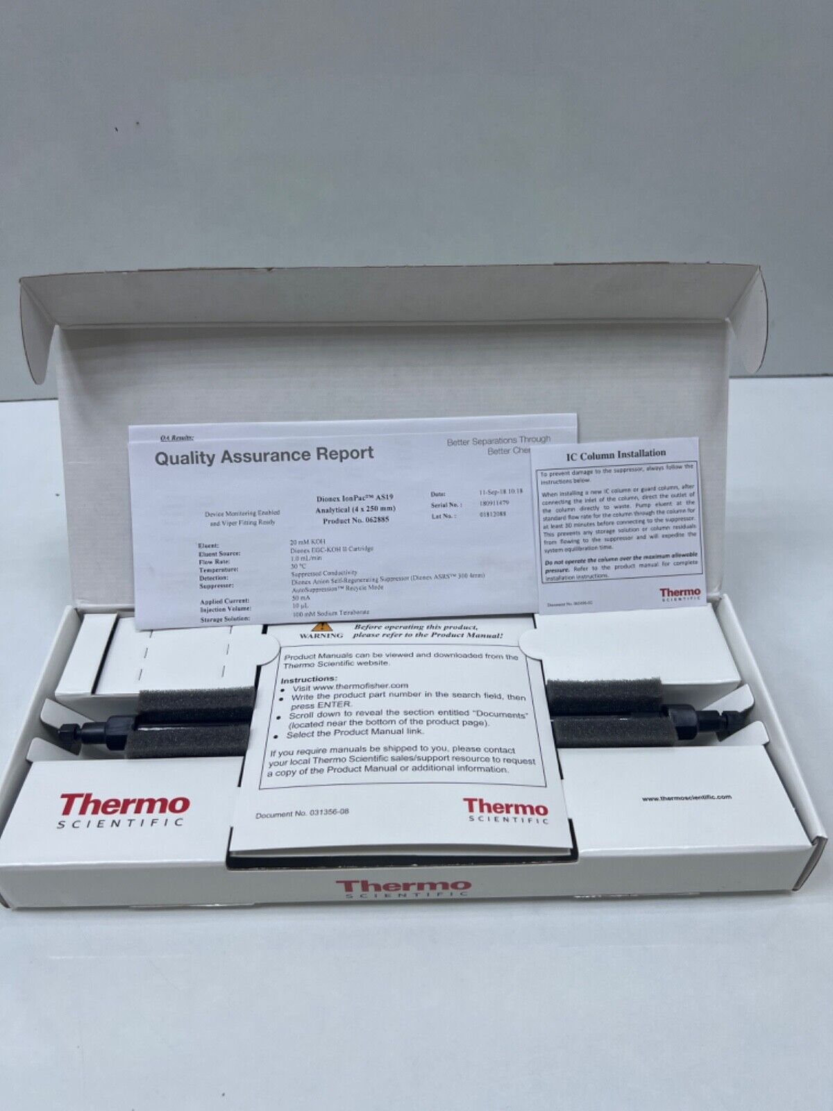 Thermo Dionex IonPac AS19 4X250mm Analytical Column , P/n 062885 ...