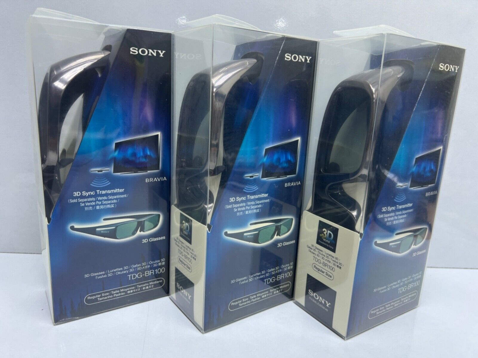 Sony TDG-BR100 3D Glasses Regular Size New ( Lot 3 pcs )